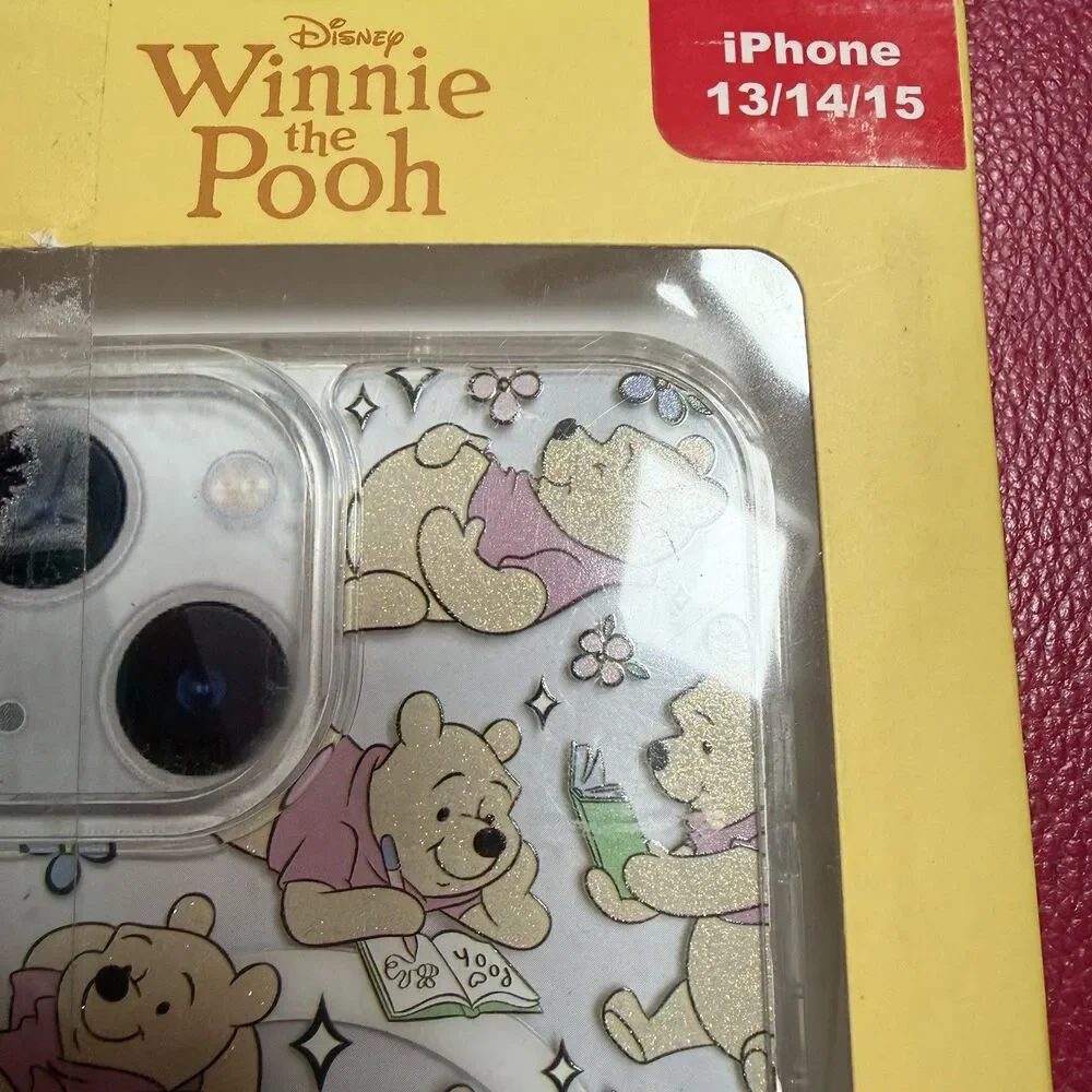 Disney Winnie The Pooh iPhone 13 / 14 / 15 Glitter Phone Case Honeypots Flowers